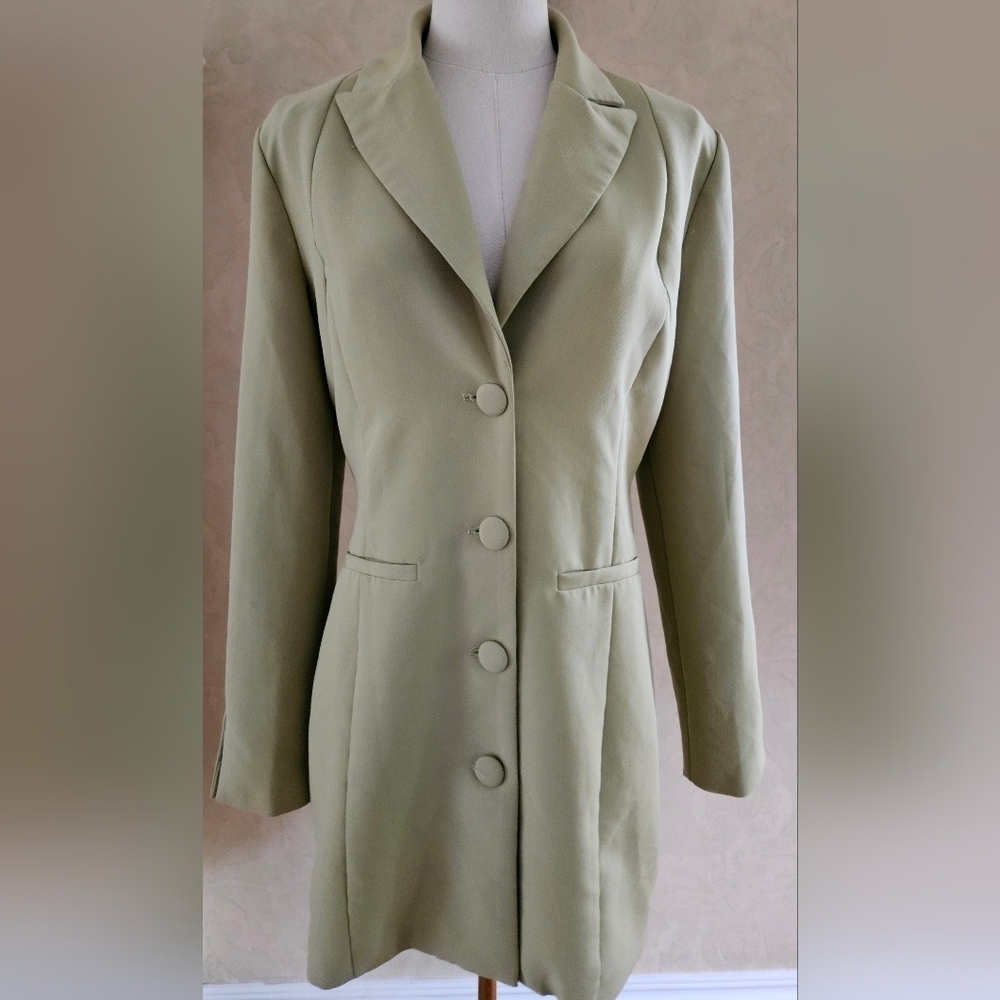 4th & Reckless *GREEN* Blazer Coat Dress Open Back-Size Medium - Picture 5 of 7